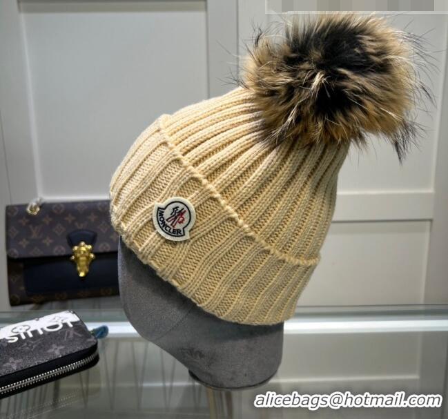 Spot Bulk Moncler Knit Wool Hat M101918 Beige 2022