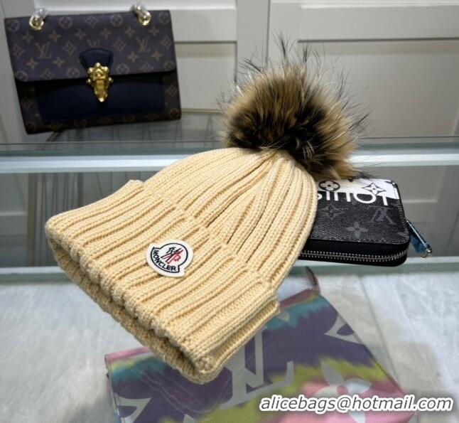 Spot Bulk Moncler Knit Wool Hat M101918 Beige 2022