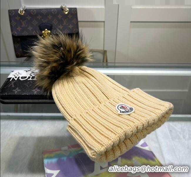 Spot Bulk Moncler Knit Wool Hat M101918 Beige 2022