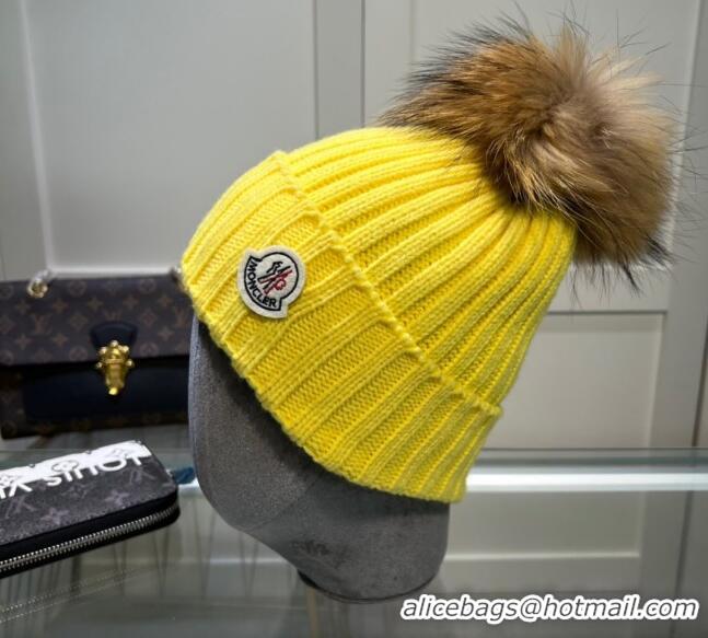 Luxury Classic Moncler Knit Wool Hat M101919 Yellow 2022