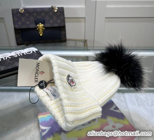 Top Quality Moncler Knit Wool Hat M101920 White 2022