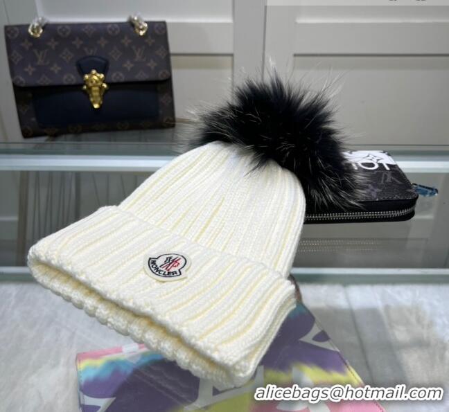 Top Quality Moncler Knit Wool Hat M101920 White 2022