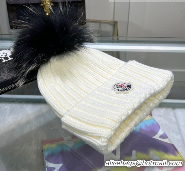 Top Quality Moncler Knit Wool Hat M101920 White 2022