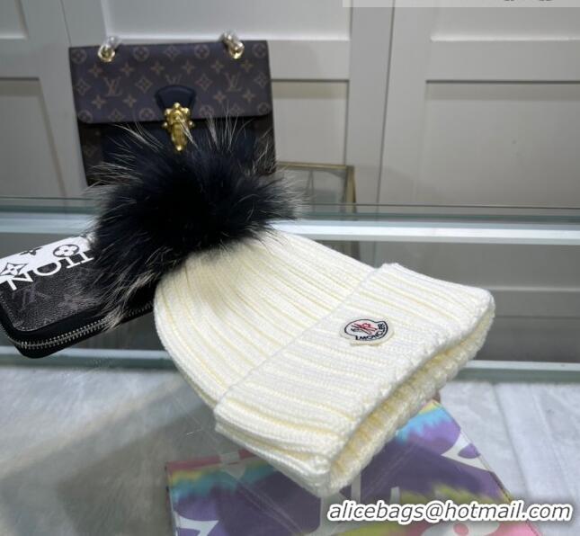 Top Quality Moncler Knit Wool Hat M101920 White 2022