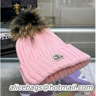 Best Price Moncler Knit Wool Hat M101921 Pink 2022