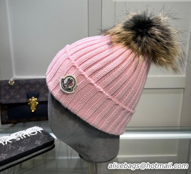 Best Price Moncler Knit Wool Hat M101921 Pink 2022