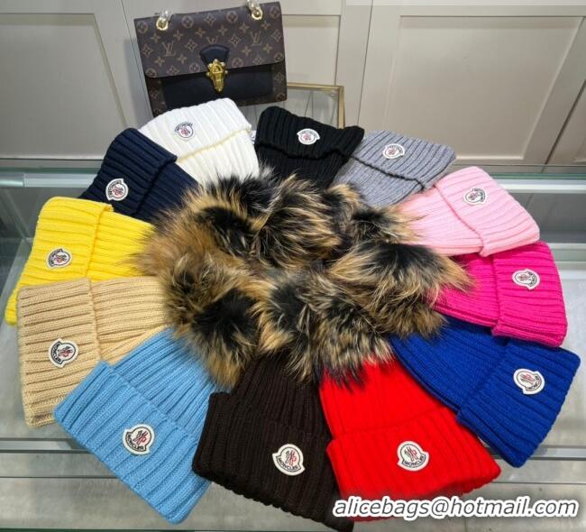 Best Price Moncler Knit Wool Hat M101921 Pink 2022