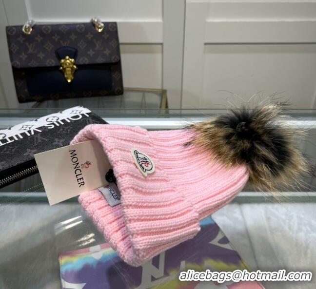 Best Price Moncler Knit Wool Hat M101921 Pink 2022