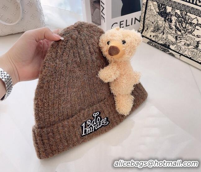 Top Quality Classic Demarzo Knit Hat with Bear D1971 Brown 2022