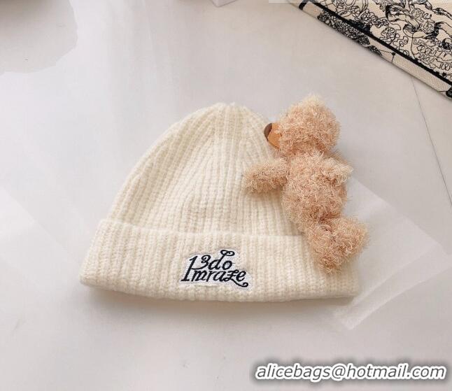 New Design Demarzo Knit Hat with Bear D1971 White 2022