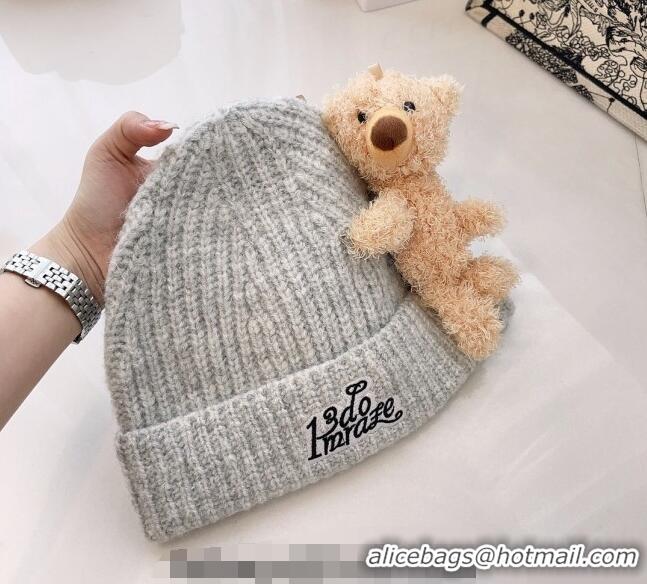 Luxury Discount Demarzo Knit Hat with Bear D1971 Light Grey 2022