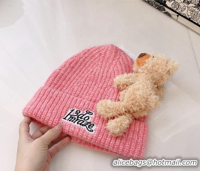 Inexpensive Classic Demarzo Knit Hat with Bear D1971 Pink 2022