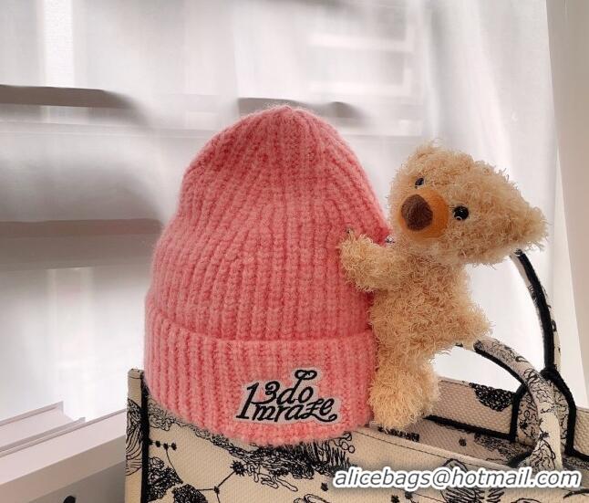 Inexpensive Classic Demarzo Knit Hat with Bear D1971 Pink 2022