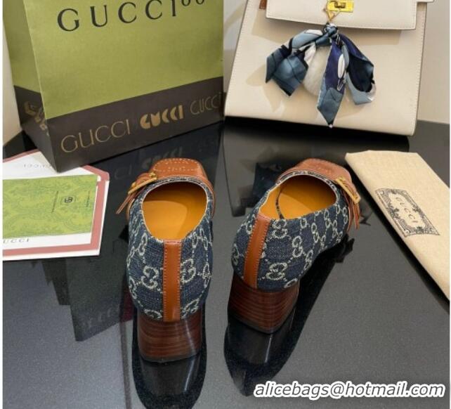 Best Product Gucci GG Denim Pumps 4.5cm with Buckle Blue 090889