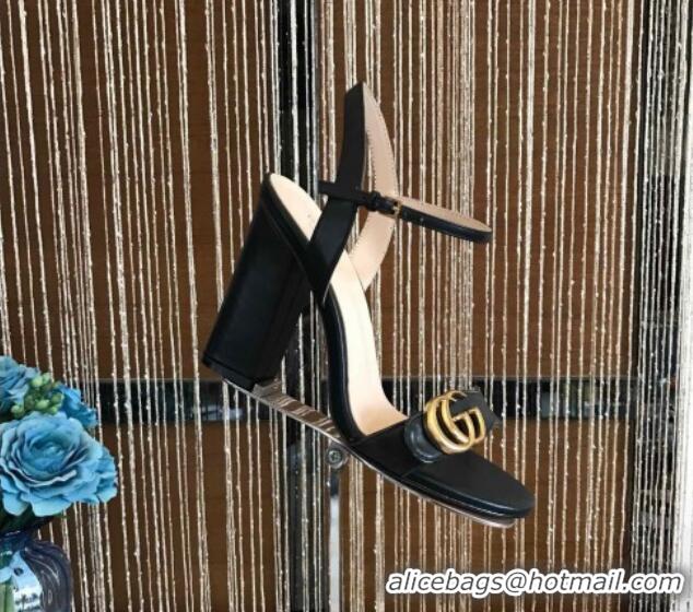 Stylish Gucci GG Leather Sandals Black 0908100