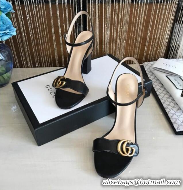 Stylish Gucci GG Leather Sandals Black 0908100