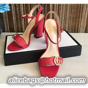 Best Price Gucci GG Leather Sandals 0908100 Red