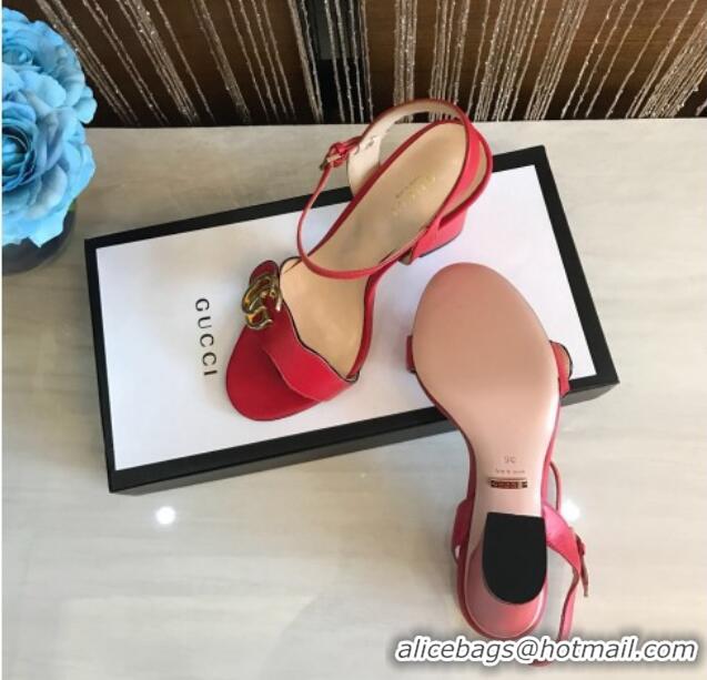 Best Price Gucci GG Leather Sandals 0908100 Red