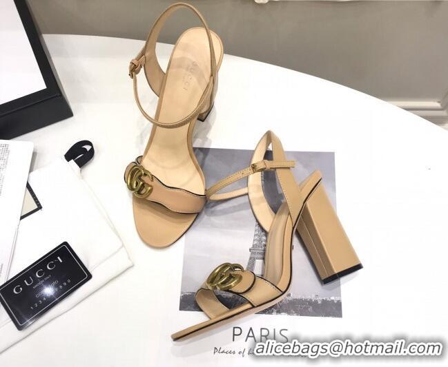 Luxury Gucci GG Leather Sandals 0908100 Apricot