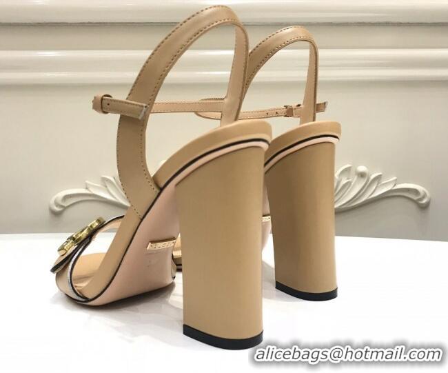 Luxury Gucci GG Leather Sandals 0908100 Apricot