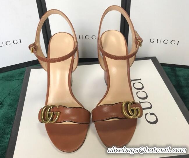 Lowest Price Gucci GG Leather Sandals Brown 0908105