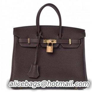 ​Top Quality Hermes Birkin 25cm Bag in Togo Calfskin H25 Chocolate/Gold