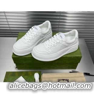 Best Product Gucci GG Leather Sneakers All White 092161