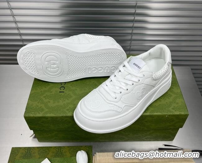 Best Product Gucci GG Leather Sneakers All White 092161