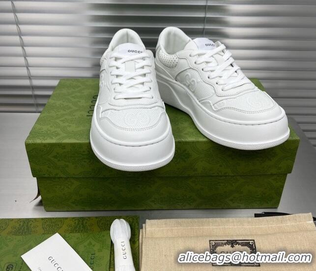 Best Product Gucci GG Leather Sneakers All White 092161