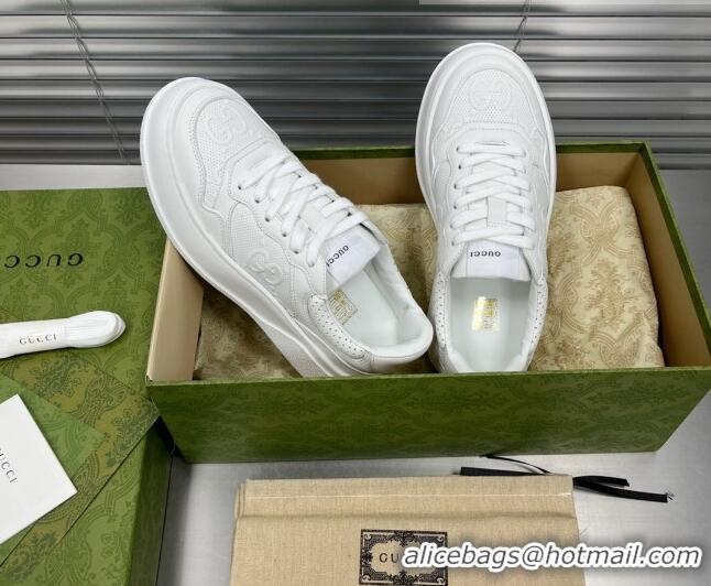 Best Product Gucci GG Leather Sneakers All White 092161