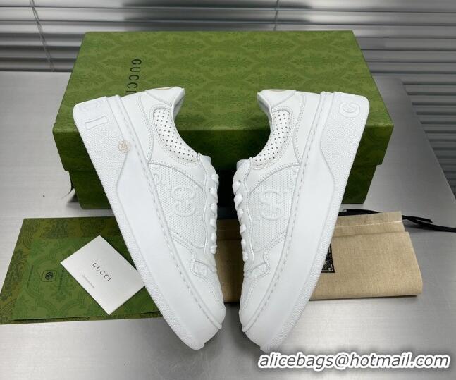 Best Product Gucci GG Leather Sneakers All White 092161