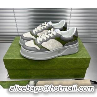 Best Price Gucci GG Canvas and Leather Sneakers Grey 092162