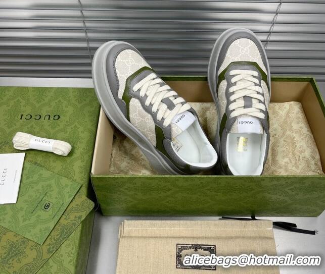 Best Price Gucci GG Canvas and Leather Sneakers Grey 092162