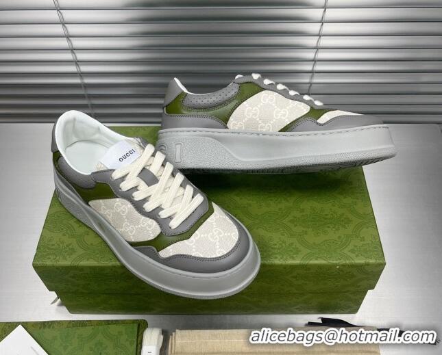 Best Price Gucci GG Canvas and Leather Sneakers Grey 092162