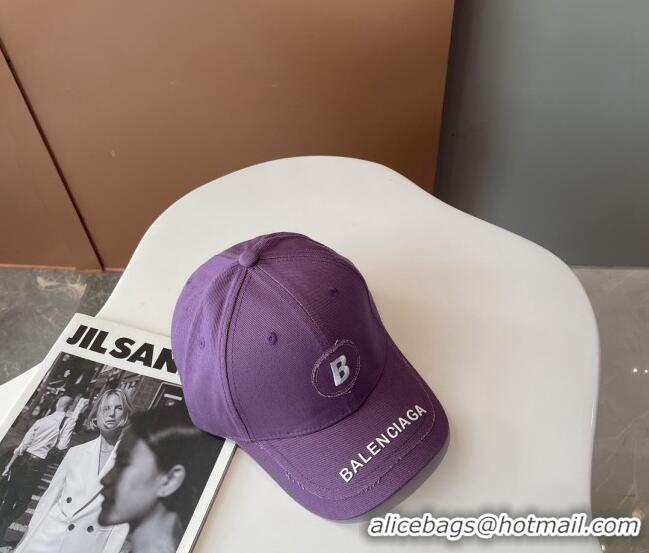 Super Quality Balenciaga Canvas Baseball Hat 101963 Purple 2022