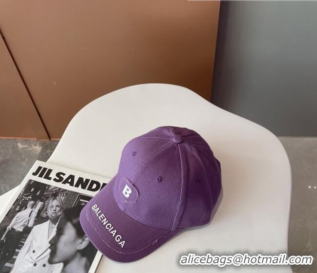 Super Quality Balenciaga Canvas Baseball Hat 101963 Purple 2022