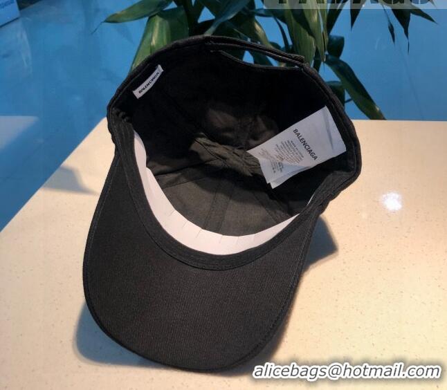 Top Quality Balenciaga Canvas Baseball Hat 101968 Black 2022