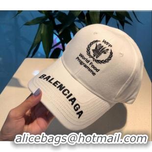 Top Quality Balenciaga Canvas Baseball Hat 101968 White 2022