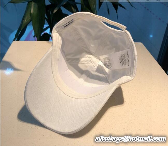 Top Quality Balenciaga Canvas Baseball Hat 101968 White 2022