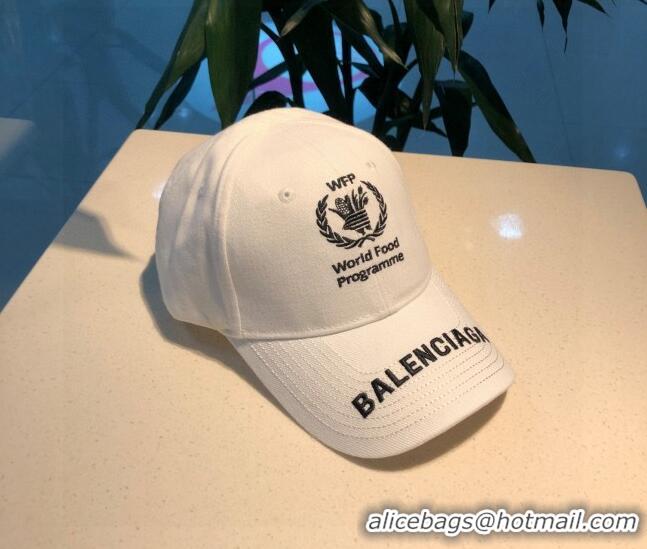 Top Quality Balenciaga Canvas Baseball Hat 101968 White 2022