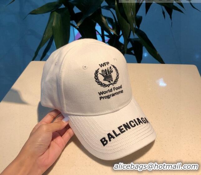 Top Quality Balenciaga Canvas Baseball Hat 101968 White 2022