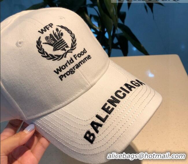 Top Quality Balenciaga Canvas Baseball Hat 101968 White 2022