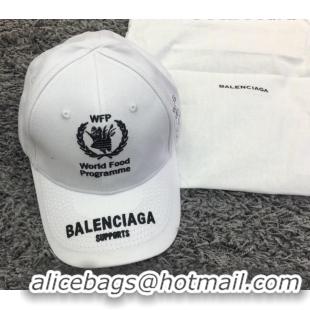 Top Quality Balenciaga Canvas Baseball Hat B28116 White 2022