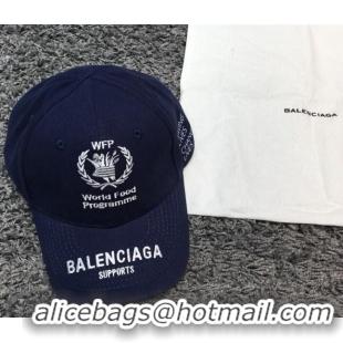 Good Product Balenciaga Canvas Baseball Hat B28116 Blue/White 2022