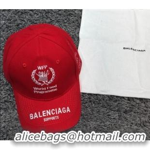 Shop Promotional Balenciaga Canvas Baseball Hat B28116 Red 2022