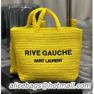 Good Product SAINT LAUREN IN CROCHET RAFFIA AND SMOOTH LEATHER Y600064 yellow