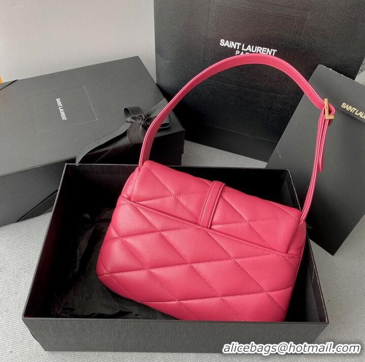 Unique Grade SAINT LAUREN LE 57 HOBO SHOULDER BAG IN QUILTED LAMBSKIN 698567 LIPSTICK FUCHSIA