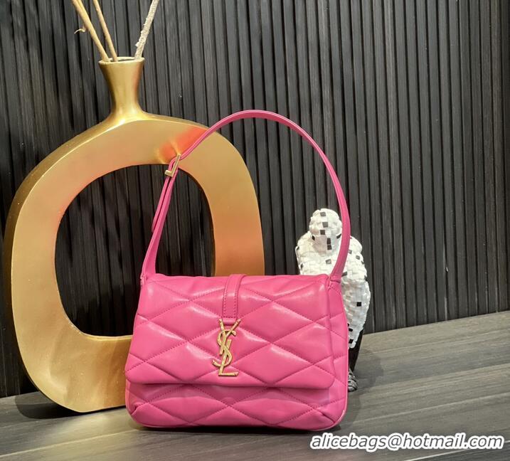 Unique Grade SAINT LAUREN LE 57 HOBO SHOULDER BAG IN QUILTED LAMBSKIN 698567 LIPSTICK FUCHSIA