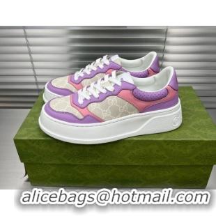 Comfortable Gucci GG Canvas and Leather Sneakers Purple 092165