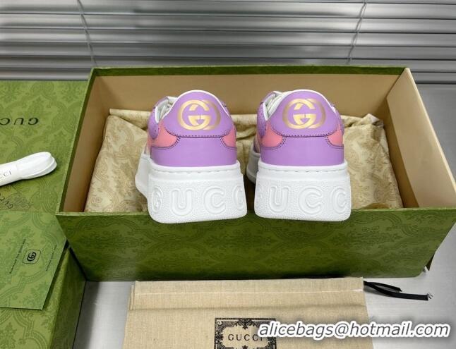 Comfortable Gucci GG Canvas and Leather Sneakers Purple 092165